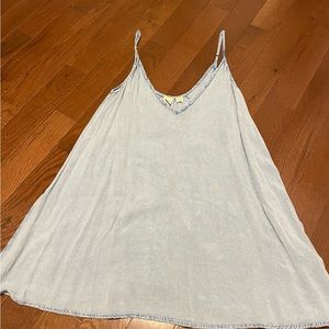 light wash denim colored material dress